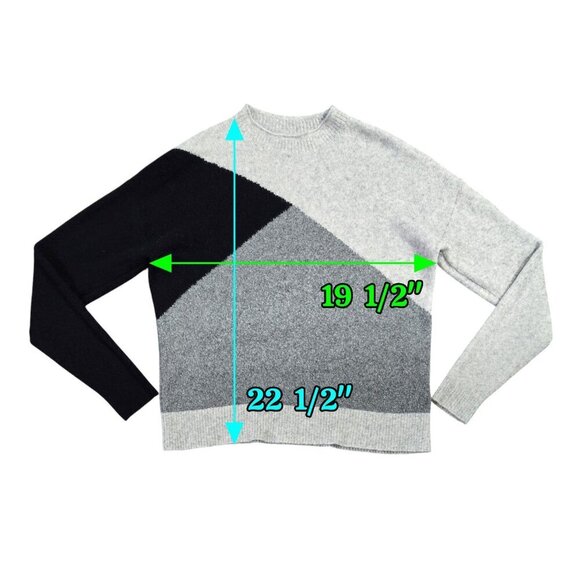 J. Crew Merino Wool Blend Gray Black Colorblock Mockneck Sweater Soft Cozy BV340 - Picture 3 of 9